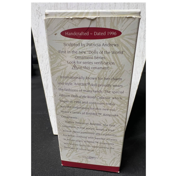 Hallmark Ornament Native American Barbie Christmas 1996 Dolls of the World - Picture 2 of 2